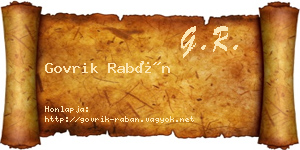 Govrik Rabán névjegykártya